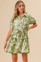 BiBi Avocado Woven Printed Tiered Dress