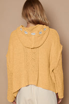 POL Honey Gold Cable Knit Hooded Chenille Sweater Trendsi