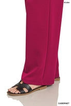 Zenana Cabernet Scuba Crewneck Long Sleeve Sweatshirt and Pants Set