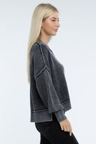 Zenana Washed Side Slit Oversized Cropped Sweater in 4 Colors! ZENANA