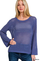 Zenana Marlin Hollow Out Long Sleeve Sweater