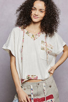 POL Off White Short Sleeve Hooded Top with Back-Open Detail OFF WHITE