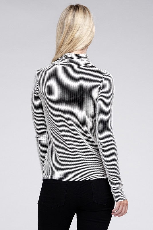 Zenana Ribbed Turtle Neck Long Sleeve Top