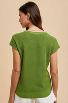 Annie Wear Moss Round Neck Short Sleeve Sweater