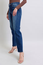 Judy Blue Medium Washed Side Seam Detail Straight Jeans with Pockets Jeans