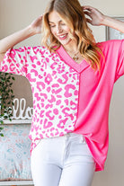 Heimish Split Decision Pink Leopard Print Short Sleeve Top Shirts & Tops