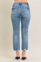Judy Blue Mid-rise Vintage Wash Destroy Hem Kick Flare Jeans