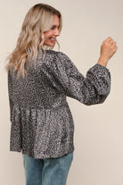 Haptics Black Floral Woven Blouse with Ribbon Bow Tie Detail