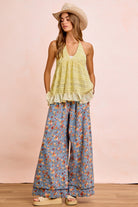 BiBi Floral Printed Drawstring Wide Pants