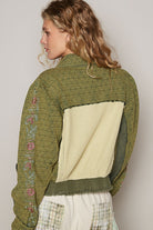 POL Basil Embroidered Sleeve Raw Edge Quilted Jacket Trendsi