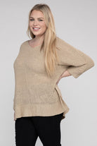 eesome Plus Size Crew Neck Knit Sweater Shirts & Tops