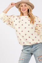 SAGE + FIG Cream Heart Printed Contrast Long Sleeve Sweatshirt