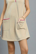 Umgee Frill Contrast Trim Sleeveless Luxe Knit Mini Dress