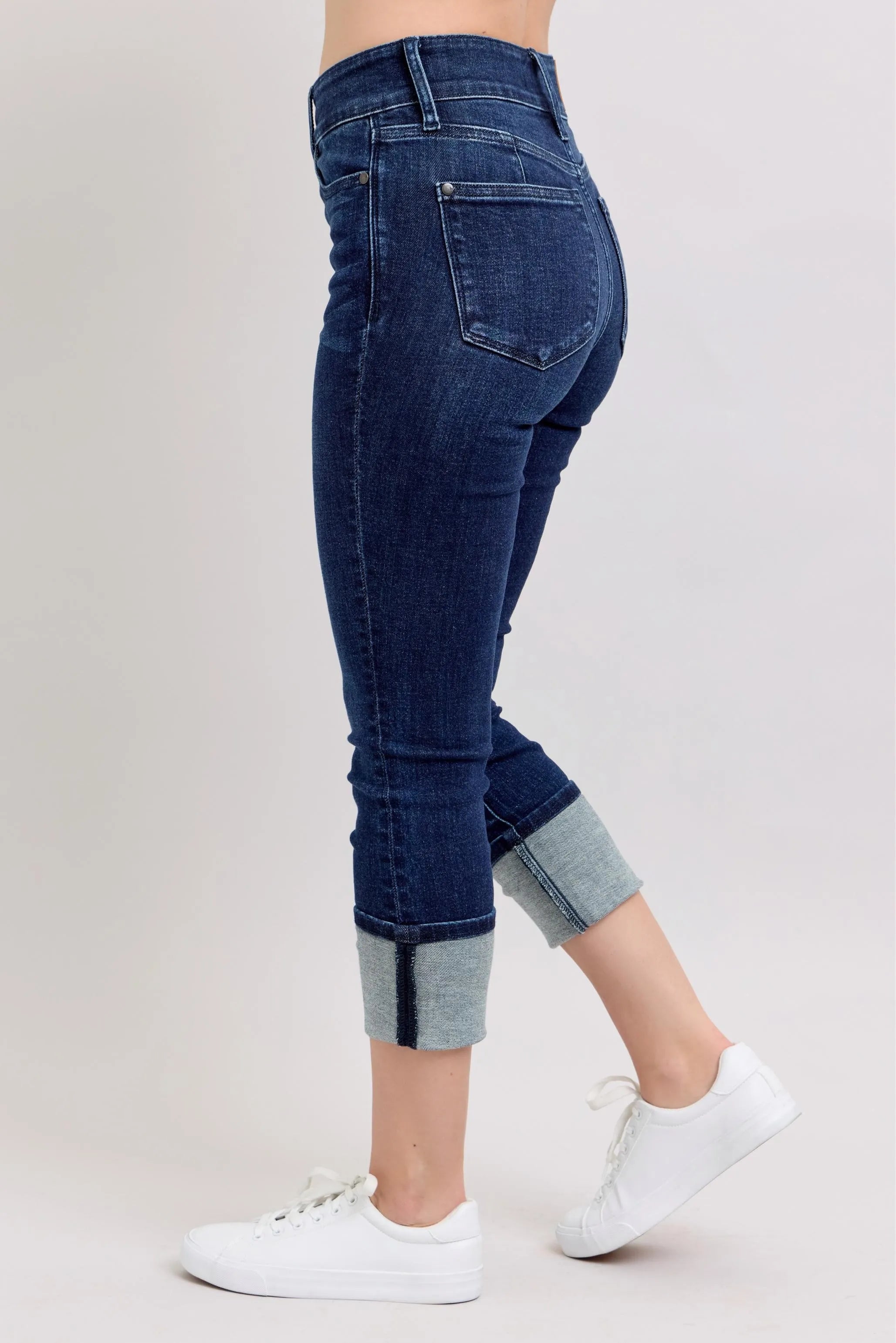 Judy Blue High-Waist Double Waist Band Cuffed Skinny Jeans