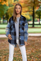 Davi & Dani Multi Plaid Chest Pocket Detail Shacket Davi & Dani