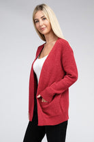 Zenana Melange Open Front Sweater Cardigan ZENANA