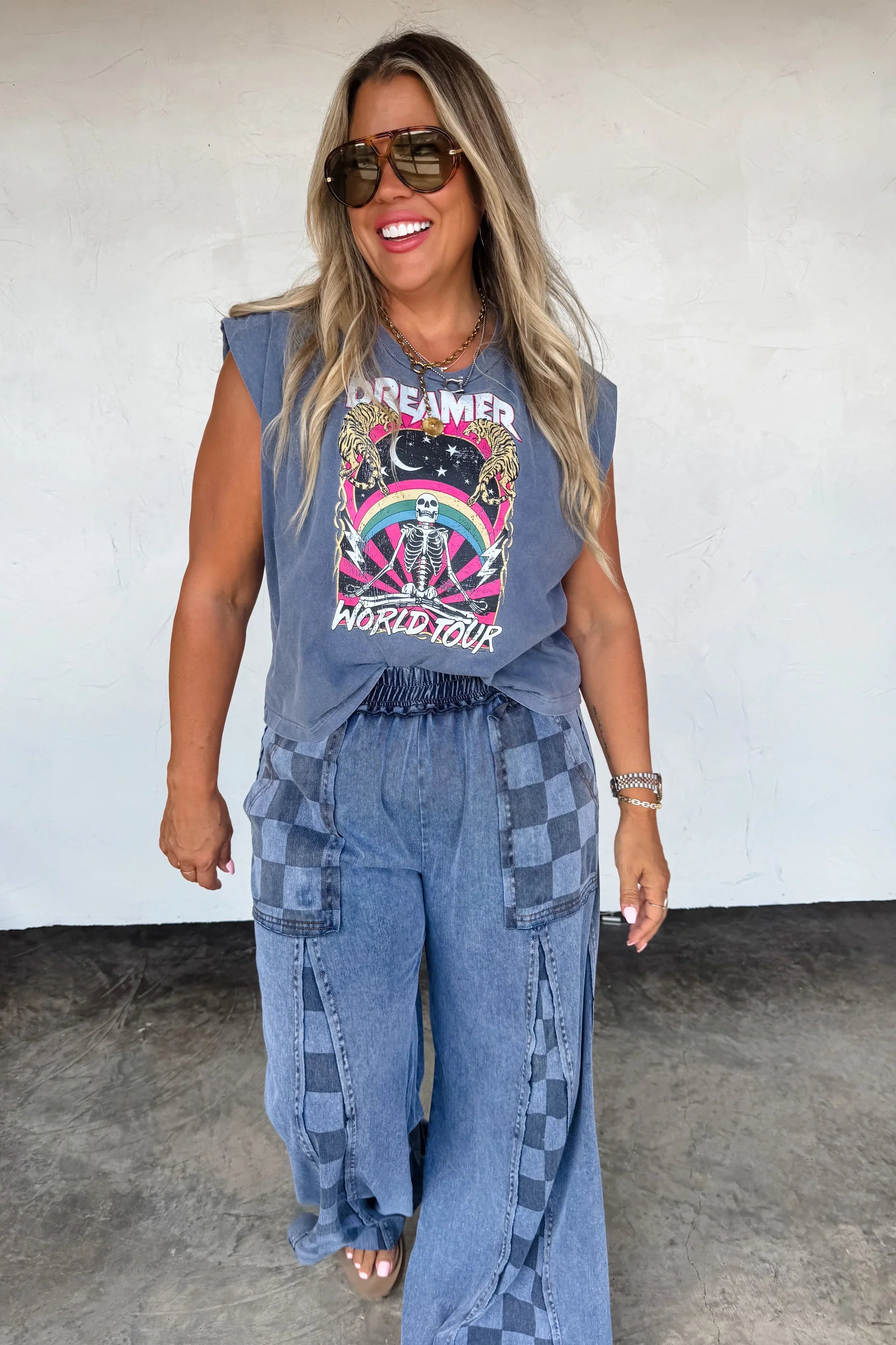 PREORDER: Blakeley Groove on Checker Flare Pants Womens