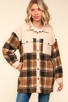 Haptics Taupe Corduroy & Plaid Sherpa Button Jacket Haptics