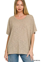 Zenana Oversized Slub Hacci Top ASH MOCHA