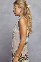 POL Light Pink Striped Collar Sweater Vest with Star Patch
