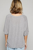 POL Gray Round Neck Half Sleeve T-Shirt