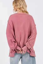 SAGE + FIG Mulberry Mineral Washed Side Slit Oversized Sweatshirt Trendsi