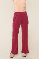 Haptics Solid Wave Rib Knit Lounge Set in Wine