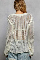 POL Off White Openwork Round Neck Knit Cover Up