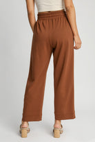 Umgee Rust Drawstring Wide Leg Pants with Pockets Pants