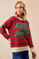 BiBi Christmas Theme Stripe Knit Top