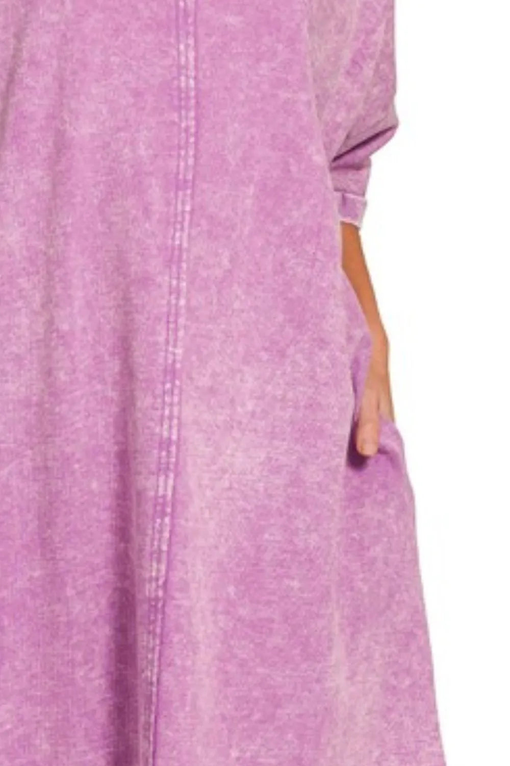 Zenana Bright Violet Acid-washed French Terry Tee Shirt Dress