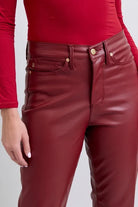 Judy Blue Red High Waist Tummy Control Faux Leather Straight Pants