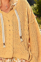 POL Honey Gold Cable Knit Hooded Chenille Sweater Trendsi