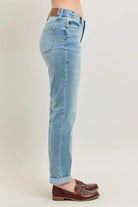 Judy Blue Medium Washed V-Front Cuff Boyfriend Jeans
