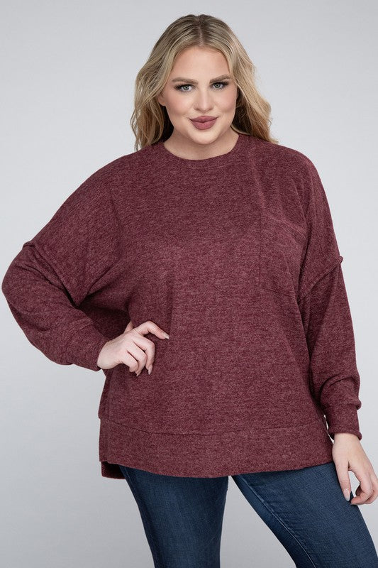 Zenana Plus Size Brushed Melange Drop Shoulder Sweater – Ruby Idol Apparel