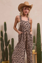 BiBi Leopard Print Wide Leg Overalls