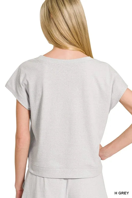 Zenana Heather Grey Premium Cotton Top & Shorts Set