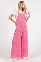 Mittoshop Washed Barbie Pink Textured Wide Leg Overalls Barbie Pink