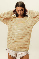 BiBi Oatmeal Round Neck Openwork Knit Cover Up Oatmeal Trendsi