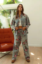 BiBi Flower Printed Denim Pants