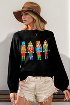 Preorder: Double Take Sequin Nutcracker Long Sleeve Sweater Black Trendsi