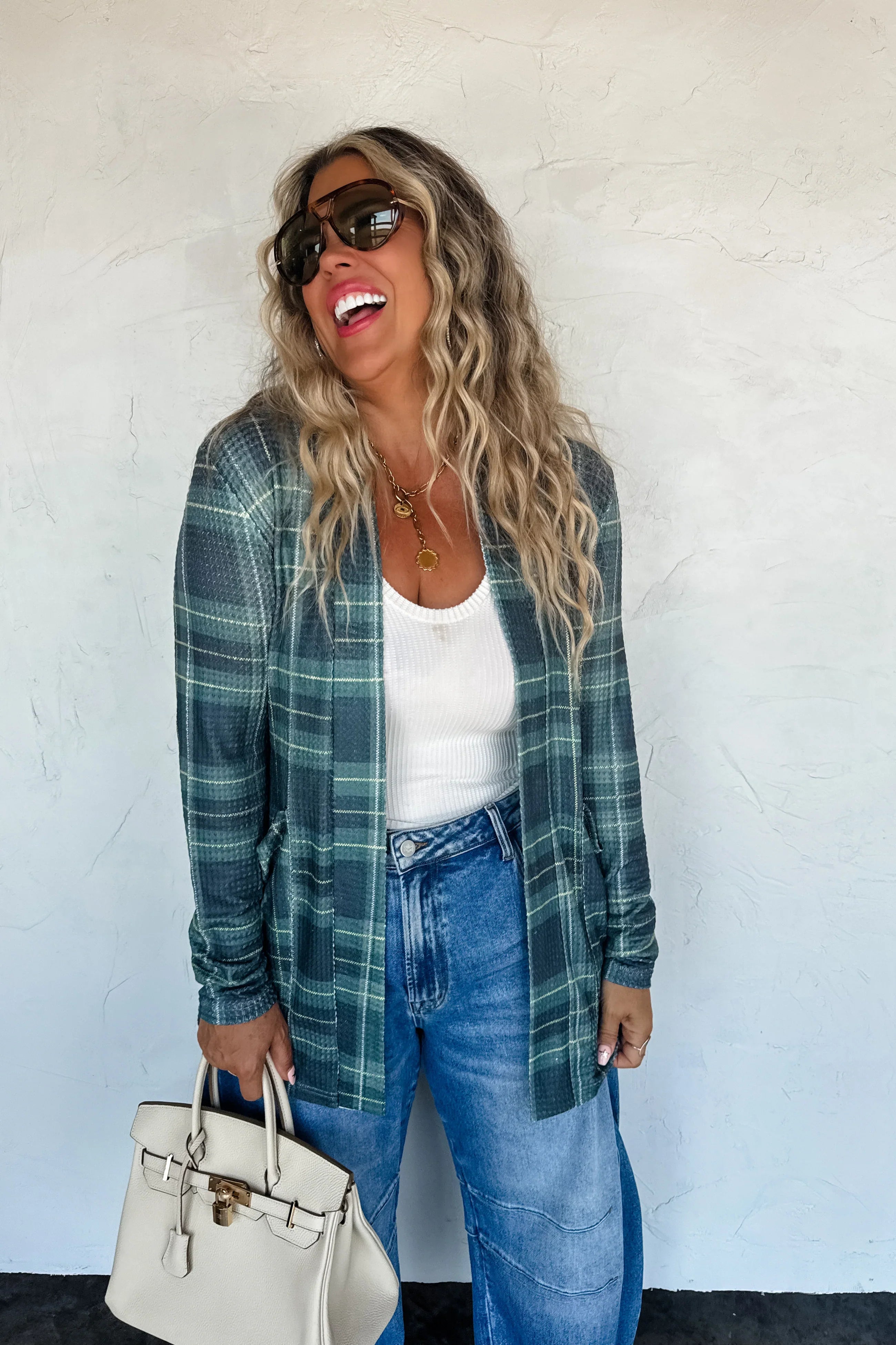 PREORDER: Blakeley Plaid Lola Cardigans Womens