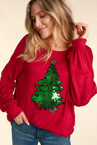 Haptics Red Sequin Christmas Tree Hacci Top Haptics