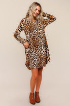 Haptics Fit and Flare Leopard Babydoll Midi Dress