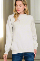 Zenana Bone Fleece Crewneck Long Sleeve Sweatshirt
