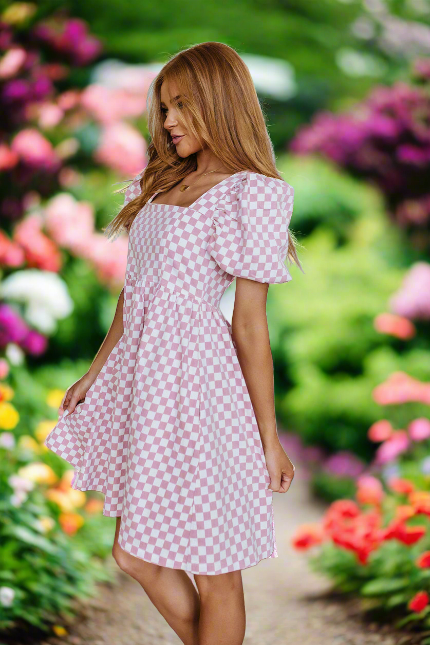 Mittoshop The Moment Checkered Babydoll Dress Bogo Free