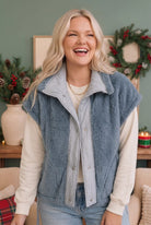 Haptics Snuggle Season Sherpa Vest in Slate