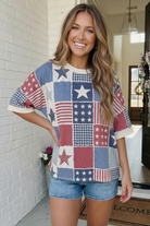 Haptics Stars and Stripes Patchwork Oversized Top