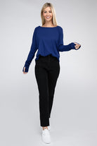 Zenana Cotton Raglan Sleeve Thumbhole Top ZENANA