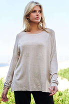 Davi & Dani Dust Storm High-Low Rhinestone Star Round Neck Long Sleeve Top Dust Storm Shirts & Tops